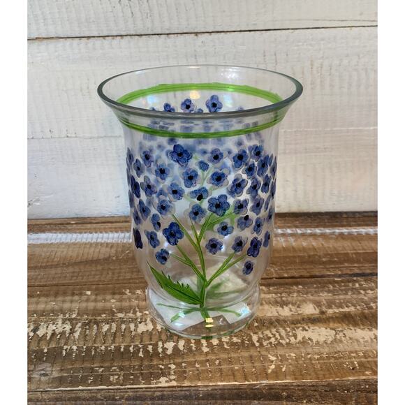 NIB Fifth Avenue Crystal Blown Glass Floral Hydrangea Mini Hurricane Lamp Candle - Picture 5 of 12